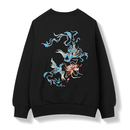 SW9010 Blue Phoenix Embroidery Sweater