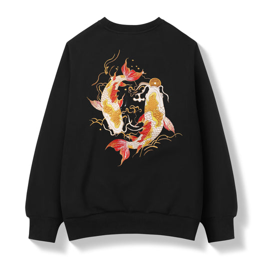 SW9013 Golden Koi Fish Embroidery Sweater