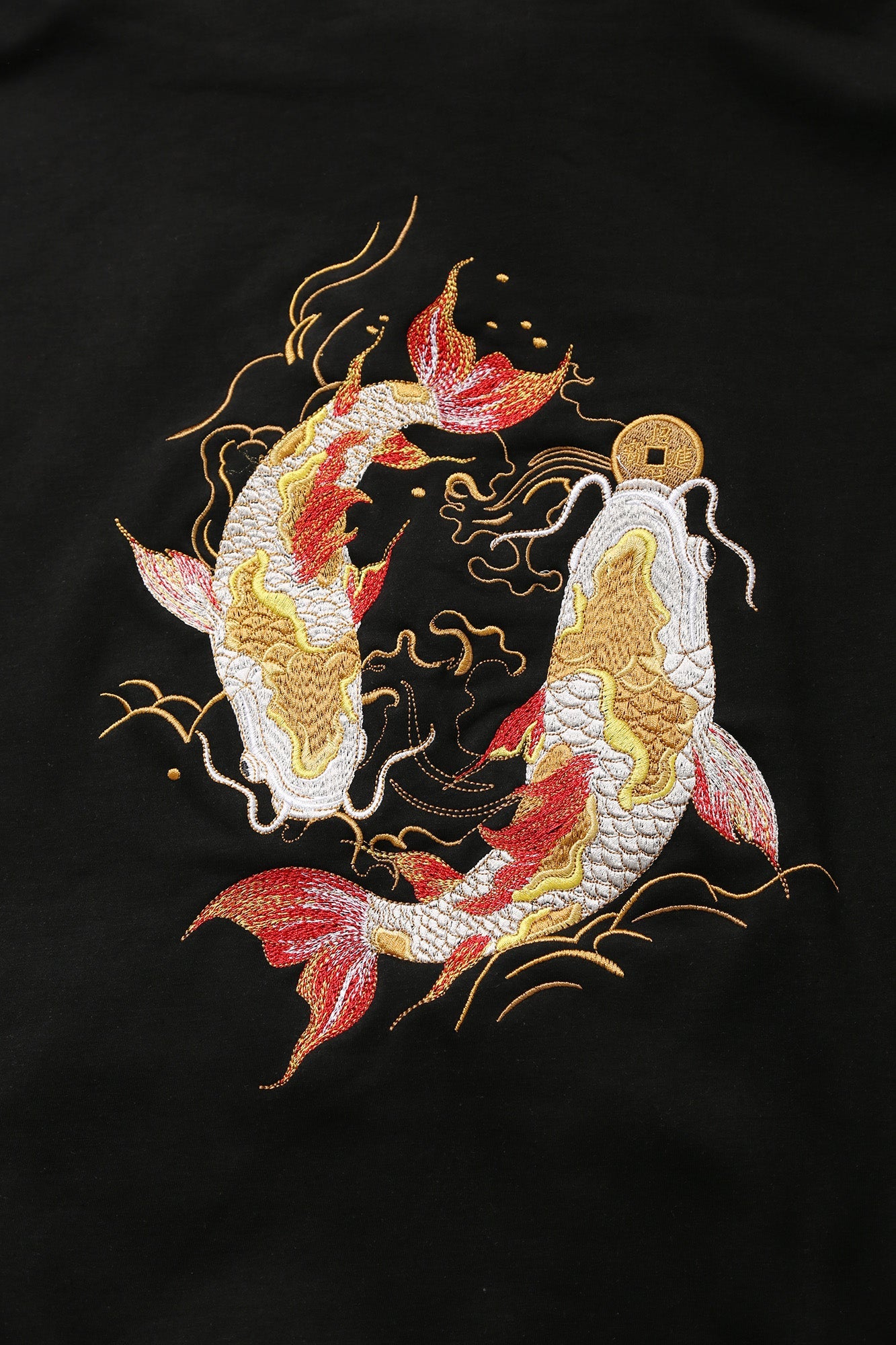 SW9013 Golden Koi Fish Embroidery Sweater
