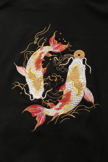 SW9013 Golden Koi Fish Embroidery Sweater