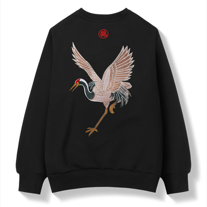 SW9016 Embroidery Crane Sweater